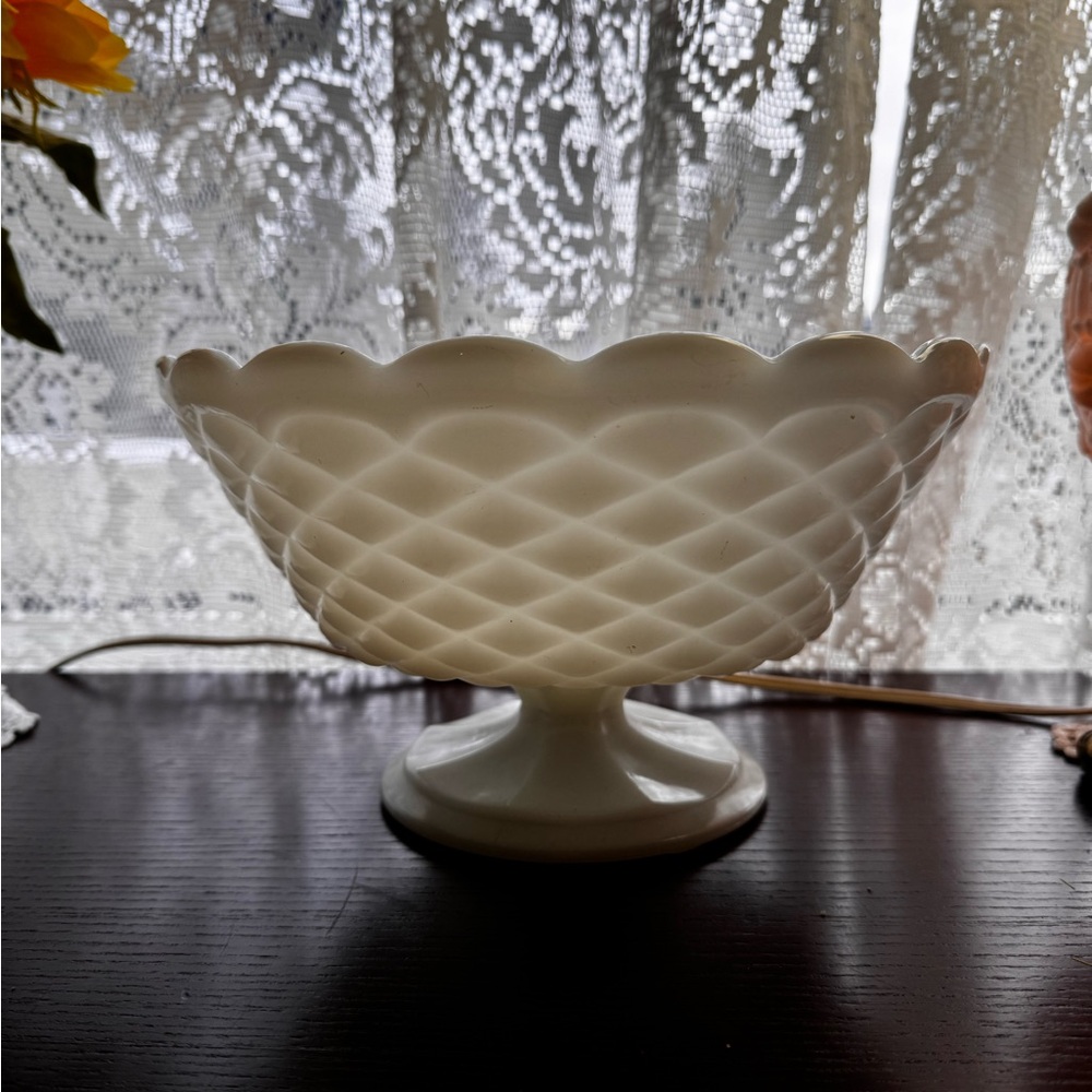 Vintage milk glass footed dish